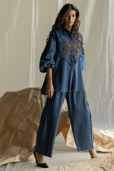 Pooja Keyur Light blue tie-dye co-ord set POOJMAY26D145058