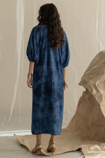Pooja Keyur Blue tie-dye embroidered dress POOJMAY26D145064
