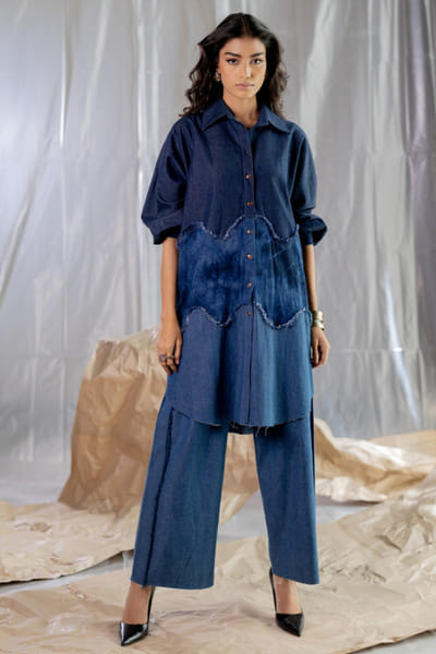 Pooja Keyur Blue denim tunic POOJMAY26D145075