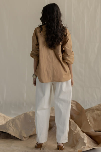 Pooja Keyur Beige aari embroidered shirt POOJMAY26D145079