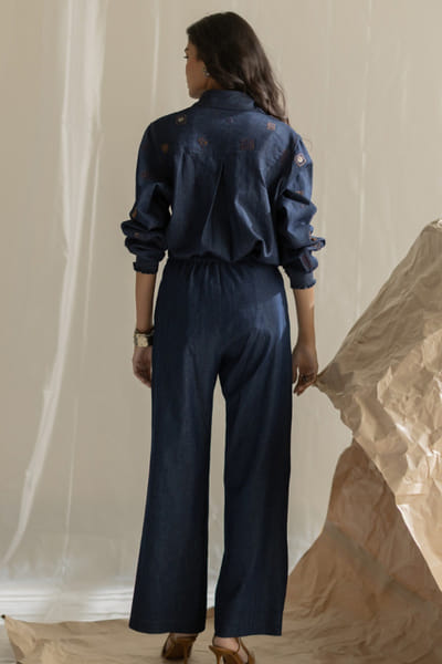 Pooja Keyur Dark blue aari embroidered pants POOJMAY26D145082