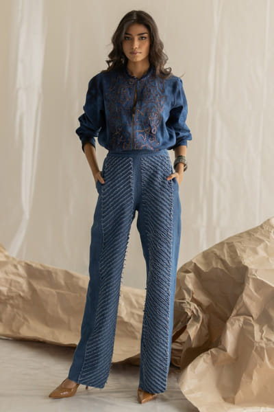 Pooja Keyur Blue denim pants POOJMAY26D145084