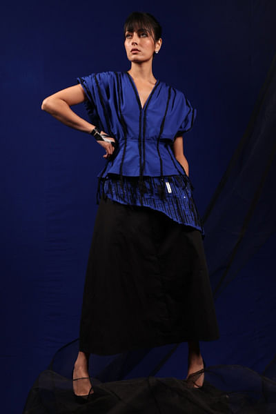 Blue embroidered top