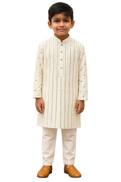White embroidered kurta set