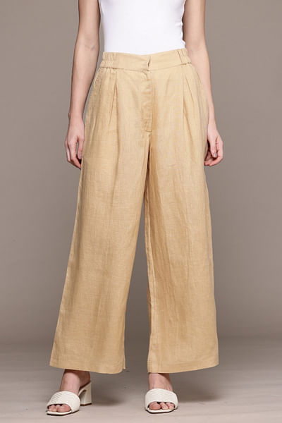 Beige linen pants