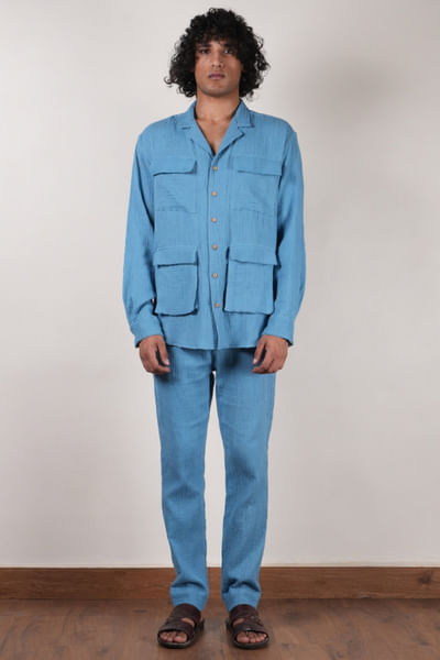 Blue crushed cotton co-ords