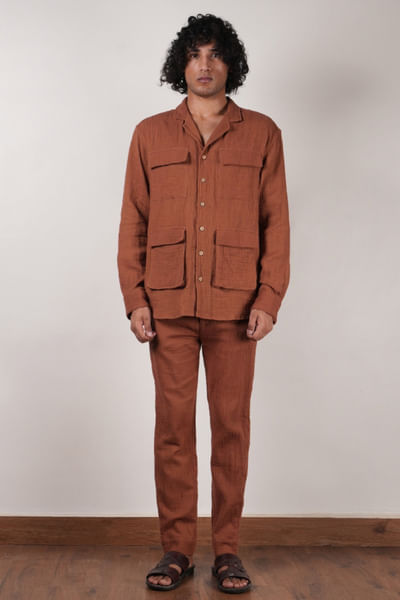 Brown crushed cotton co-ords