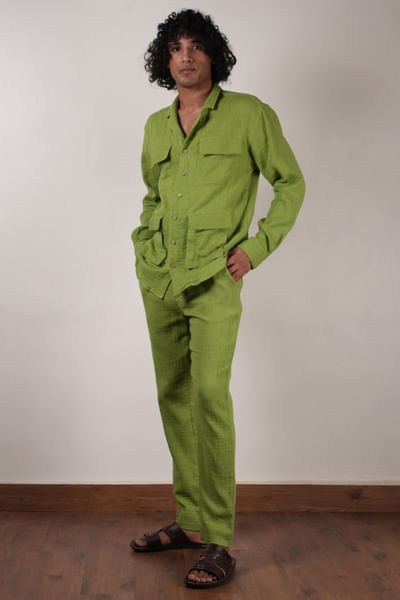 Green crushed cotton co-ords