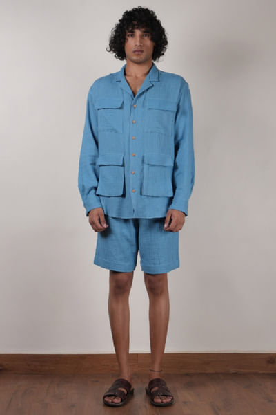 Blue crushed cotton co-ord set