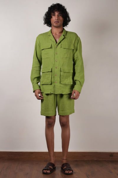 Green crushed cotton co-ord set