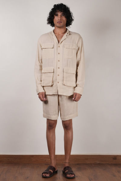 Off-white crushed cotton shirt