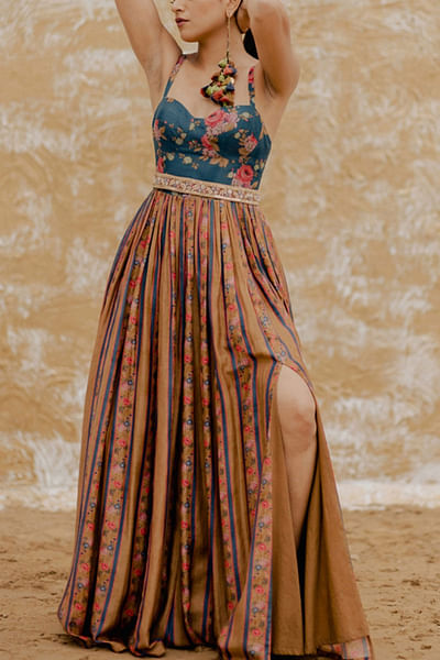 Brown cotton silk dress
