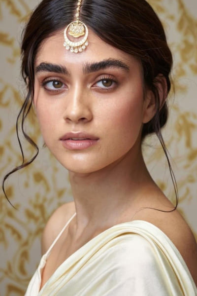 Gold polki maangtikka