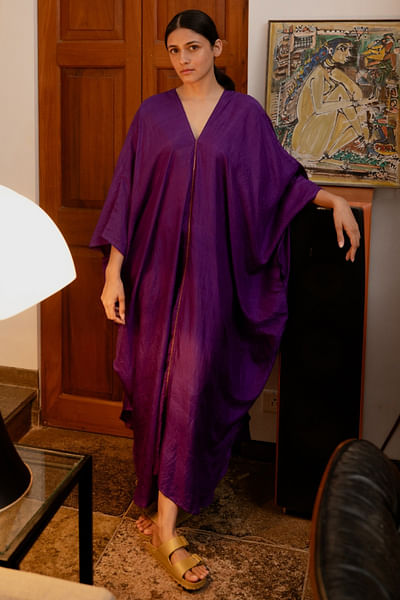 Purple mulberry silk kaftan