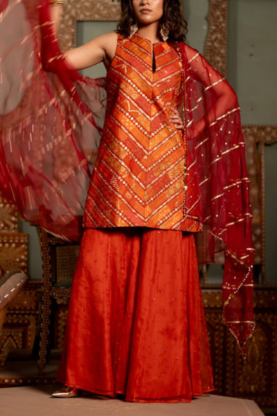 Maroon aari embroidered dupatta