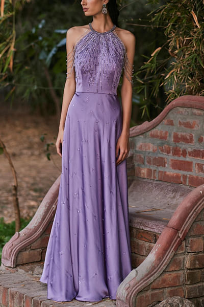 Purple embellished gown