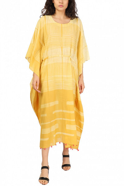 Yellow shibori kaftan