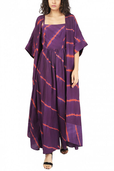 Purple shibori overlay and dress