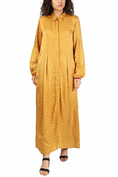 Yellow silk dress