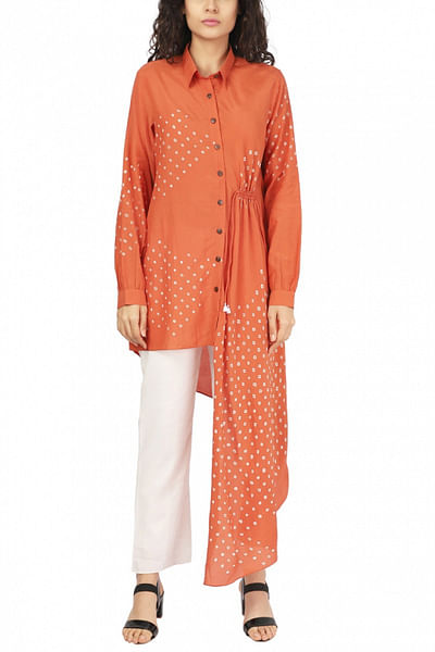 Asymmetric bandhani tunic
