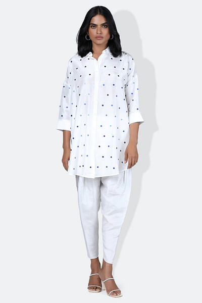 White sequin embroidered shirt