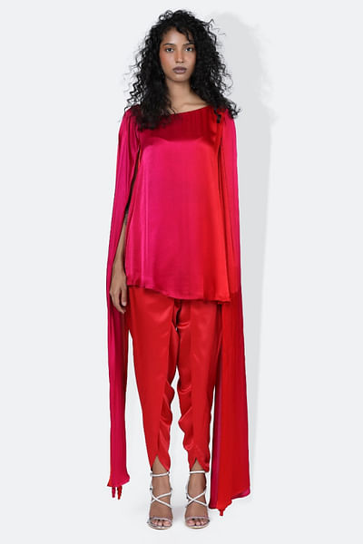 Maroon cutout tie-up dress set