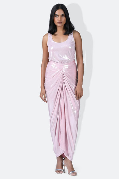 Champagne liquid jersey skirt