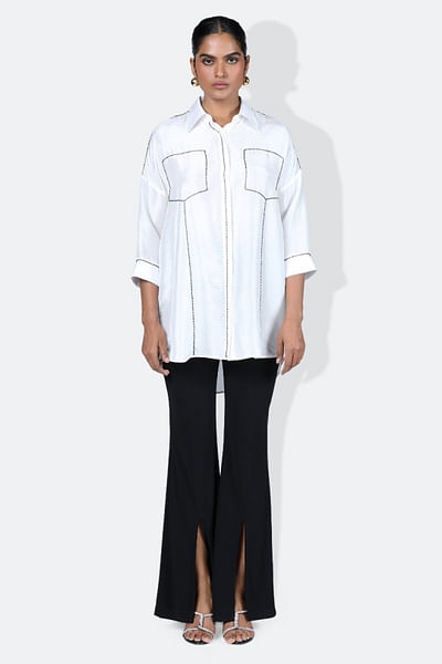 Black sequinned draped dhoti
