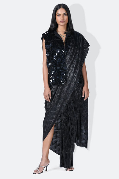 Black draped skirt