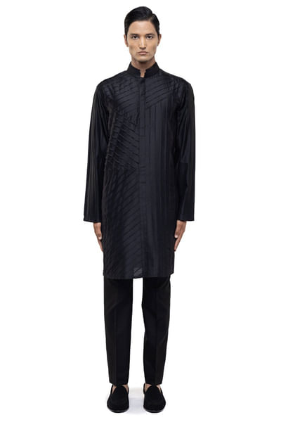 Black pleated kurta set