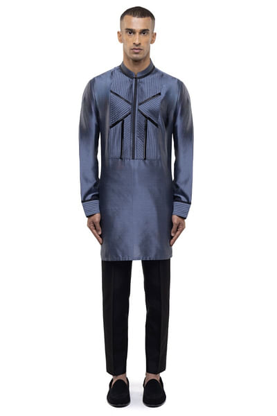 Grey pleated kurta set