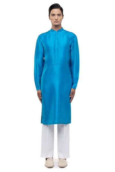 Blue pleated kurta set