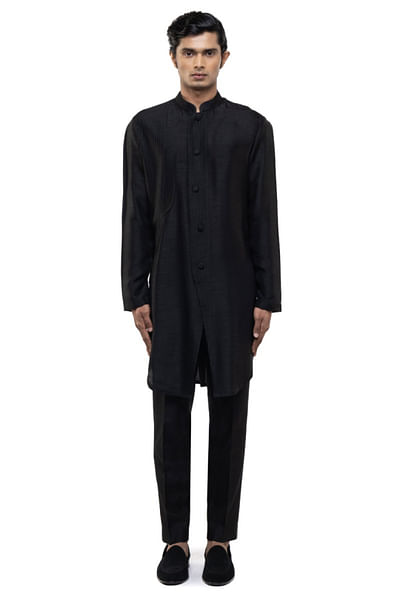 Black asymmetrical kurta set
