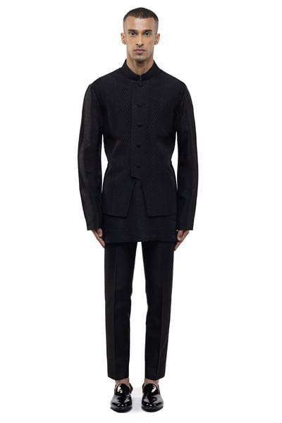 Black pleated bandi kurta set