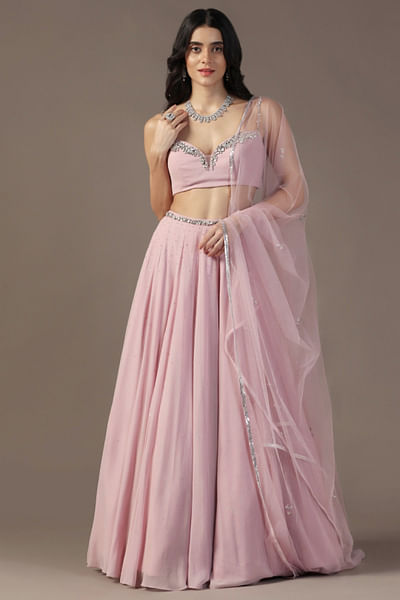 Lavender crystal embellished lehenga set