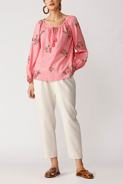 Pink embroidered top
