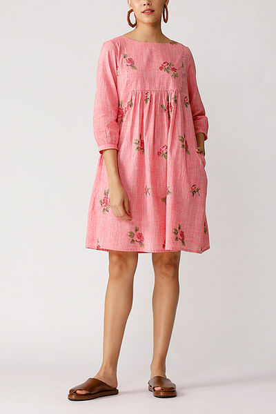 Pink chambray cotton dress