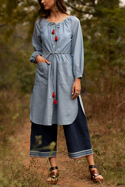Light blue embroidered tunic
