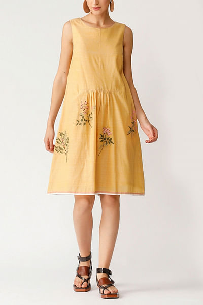 Yellow embroidered dress