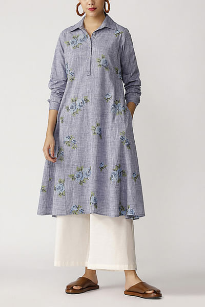 Blue embroidery tunic