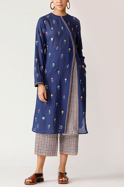 Blue embroidered tunic