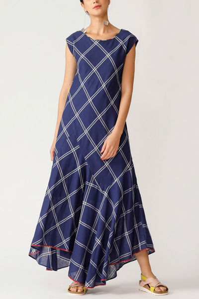 Navy blue checkered dress
