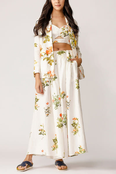 Payal Pratap Ecru printed blazer PPRJUL21011