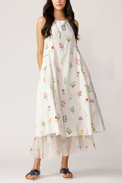 Ecru printed dress