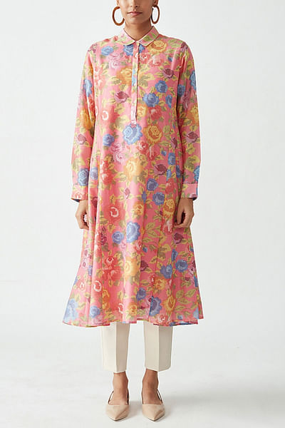 Pink printed A-line tunic