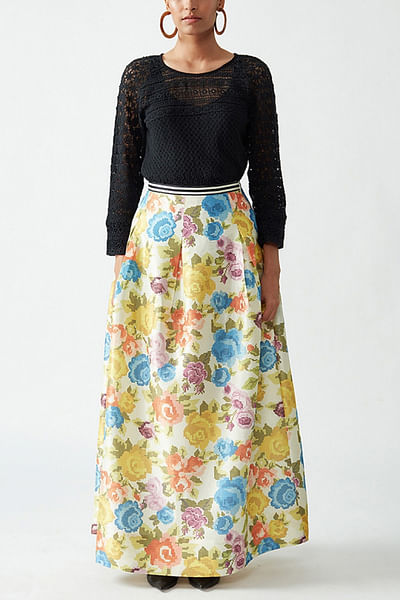 Ecru printed skirt