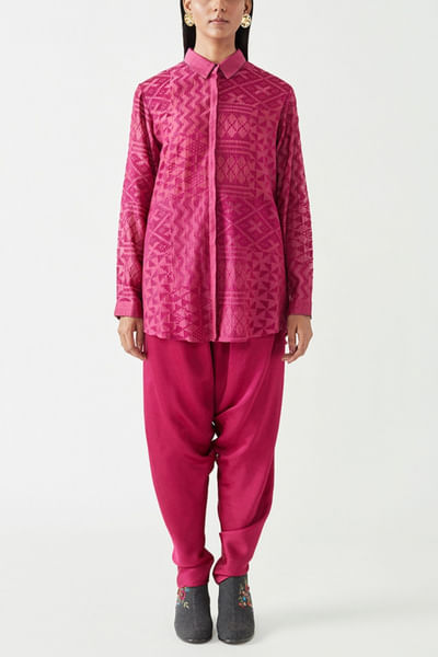 Fuschia embroidered shirt