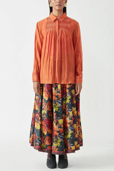 Saffron shirt and skirt