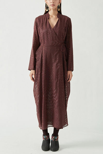Brown embroidered dress