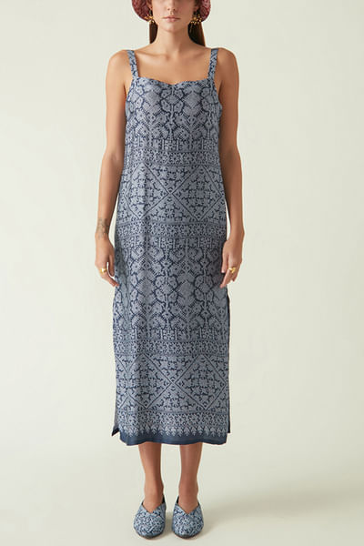 Navy printed dress